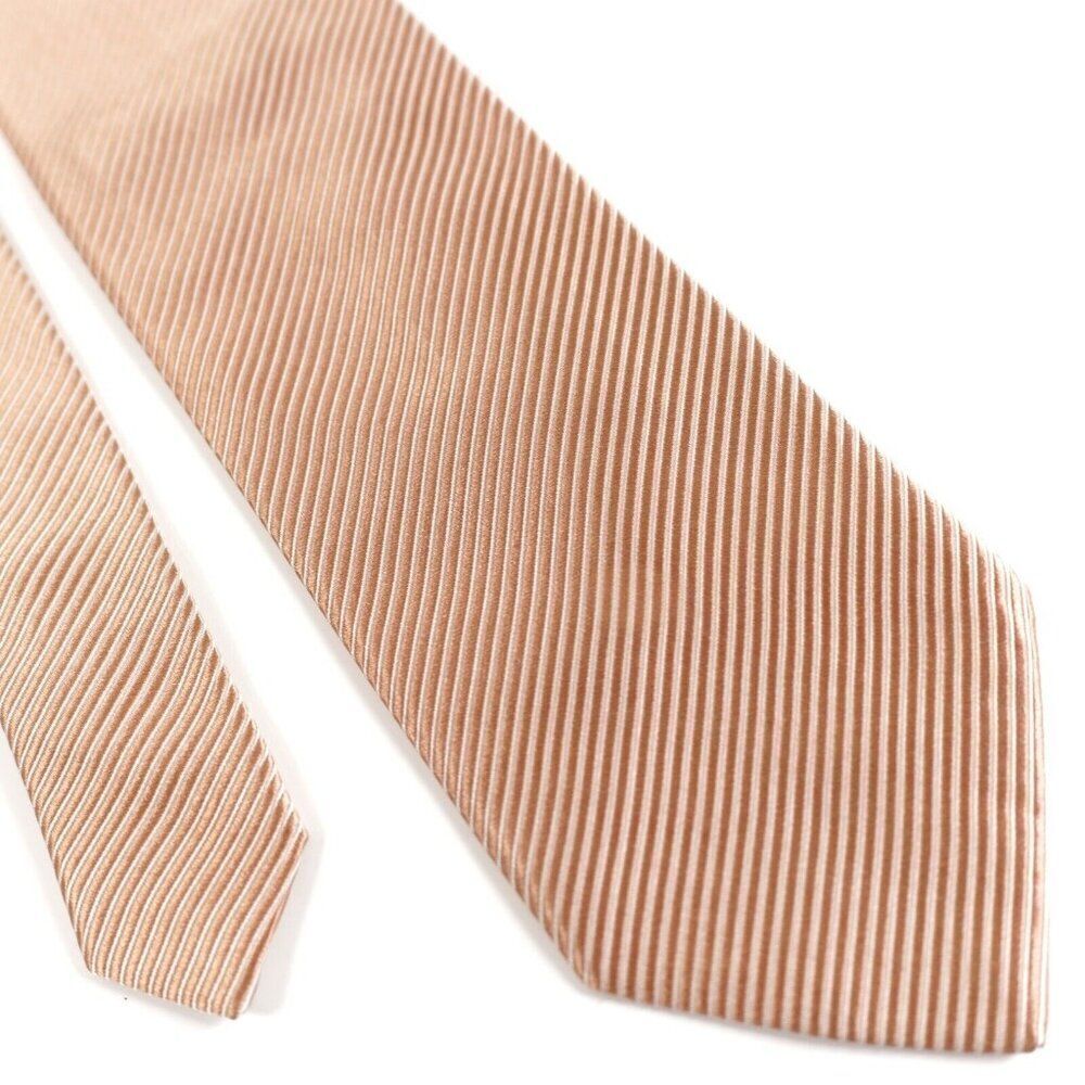 Hugo Boss Beige Orange Striped Woven Silk Tie